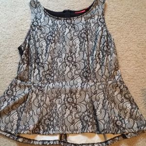 Black lace peplum shirt